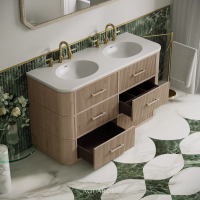Savoy Double Vanity Unit & Stone Basin 1400mm Natural Oak