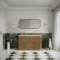 Savoy Double Vanity Unit & Stone Basin 1400mm Smoked Oak