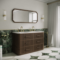 Savoy Double Vanity Unit & Stone Basin 1400mm Walnut