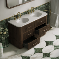 Savoy Double Vanity Unit & Stone Basin 1400mm Walnut