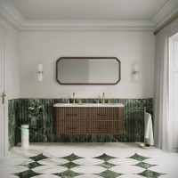 Savoy Wall Hung Double Vanity Unit & Stone Basin 1400mm Walnut