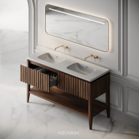 Kensington Double Vanity Unit & Stone Basin 1400mm Walnut