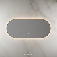 Lumiere Backlit & Demister Oval Mirror 1400mm Brushed Gold