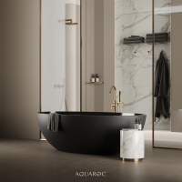 Volterra Matte Black Freestanding Stone Bath 1760mm