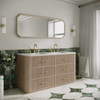 Savoy Double Vanity Unit & Stone Basin 1600mm Natural Oak