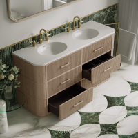 Savoy Double Vanity Unit & Stone Basin 1600mm Natural Oak