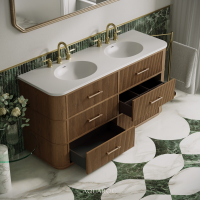 Savoy Double Vanity Unit & Stone Basin 1600mm Smoked Oak