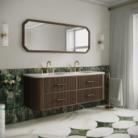 Savoy Wall Hung Double Vanity Unit & Stone Basin 1600mm Walnut