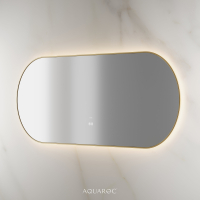 Lumiere Backlit & Demister Oval Mirror 1600mm Brushed Gold