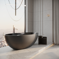Volterra Matte Black Freestanding Stone Bath 1760mm