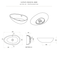Uovo Countertop Stone Basin 600mm