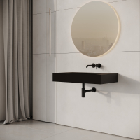 Aura Matte Black Wall Hung Stone Basin 800mm
