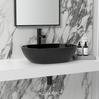 Enzo Matte Black Countertop Stone Basin 550mm