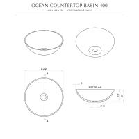 Ocean Round Countertop Stone Basin 400mm