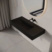 Aura Matte Black Wall Hung Stone Basin 1000mm