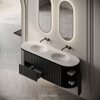 Belgravia II Double Vanity Unit & Stone Basin 1600mm Matte Black