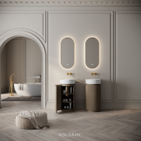 Rotunda Fluted Vanity Unit & Stone Basin 420mm Smoked Oak