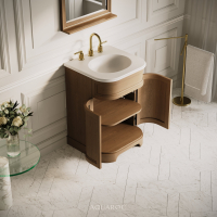 Hardwick Vanity Unit & Stone Basin 600mm Smoked Oak