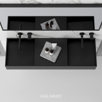 Atlante Matte Black Wall Hung Double Stone Basin 1200mm