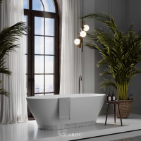 Empressa Freestanding Stone Bath with Carrara Marble Base 1700mm