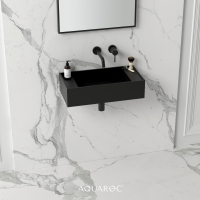 Mode Matte Black Wall Hung Stone Basin 600mm