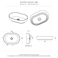 Rivera Countertop Stone Basin 580mm