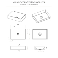 Mirage Countertop Stone Basin 550mm