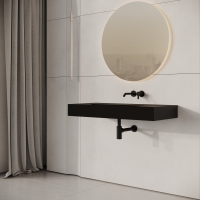 Aura Matte Black Wall Hung Stone Basin 1000mm