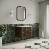 Savoy Wall Hung Vanity Unit & Stone Basin 800mm Walnut