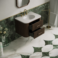 Savoy Wall Hung Vanity Unit & Stone Basin 800mm Walnut