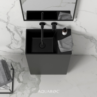 Ethos Matte Black Freestanding Stone Basin 500mm