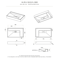 Aura Wall Hung Stone Basin 800mm