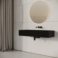 Ultra Matte Black Wall Hung Double Stone Basin 1200mm