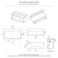 Quadra Wall Hung Stone Basin 800mm