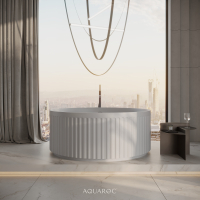Athena Freestanding Fluted Round Stone Bath 1350mm