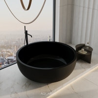 Circolo Matte Black Freestanding Stone Bath 1350mm