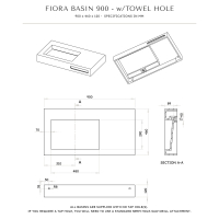 Fiora Wall Hung Stone Basin 900mm Towel Hole