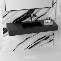 Fiora Matte Black Wall Hung Stone Basin 1200mm
