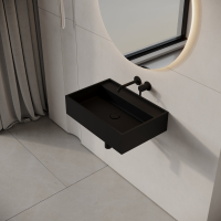Neo Matte Black Wall Hung Stone Basin 600mm