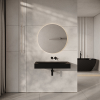 Aura Matte Black Wall Hung Stone Basin 900mm