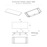 Wall Hung Stone Slimline Towel Shelf 1000mm