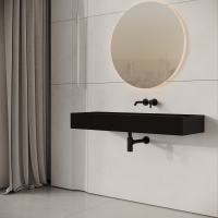 Neo Matte Black Wall Hung Stone Basin 1200mm