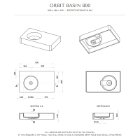 Orbit Wall Hung Stone Basin 800mm