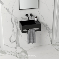 Flow Matte Black Wall Hung Stone Basin 500mm