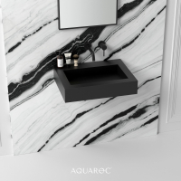 Fiora Matte Black Wall Hung Stone Basin 600mm