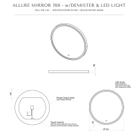 Allure Backlit & Demister Stone Mirror 700mm