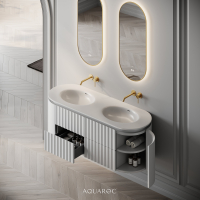 Belgravia II Double Vanity Unit & Stone Basin 1400mm Matte White