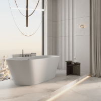 Invictus Back To Wall Freestanding Stone Bath 1600mm