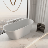 Invictus Back To Wall Freestanding Stone Bath 1600mm