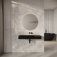 Aura Matte Black Wall Hung Stone Basin 1000mm